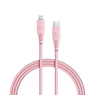 Ravpower Nylon Braided Type-C To Lightning Cable 2M - Pink